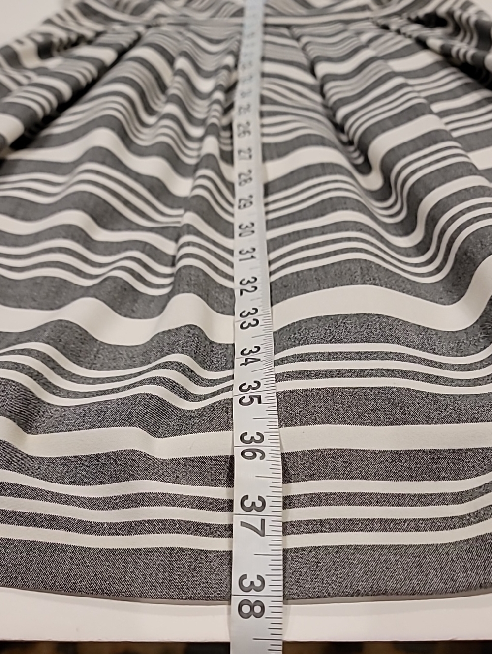 Calvin Klein Gray and White Striped Sleeveless Fit-and-Flare Dress 2 - Picture 10 of 14